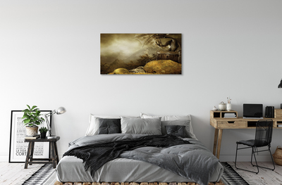 Fototryck canvas Dragon berg guldmoln