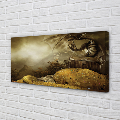 Fototryck canvas Dragon berg guldmoln