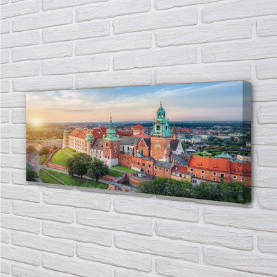 Canvastavla Krakow slott panorama soluppgång