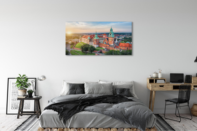 Canvastavla Krakow slott panorama soluppgång