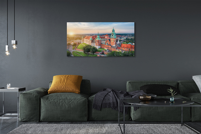 Canvastavla Krakow slott panorama soluppgång