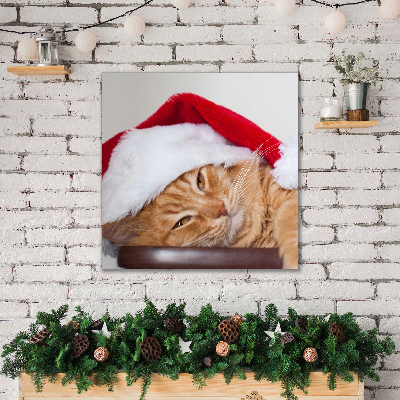 Canvas bild Katt tomtehatt jul