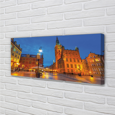 Fototryck canvas Gdansk gamla stan nattkyrka