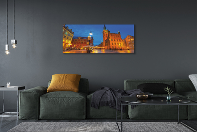 Fototryck canvas Gdansk gamla stan nattkyrka