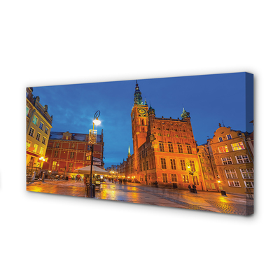 Fototryck canvas Gdansk gamla stan nattkyrka