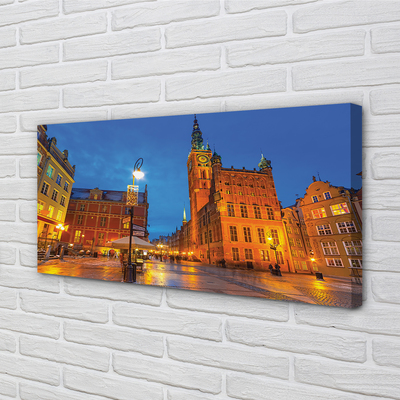 Fototryck canvas Gdansk gamla stan nattkyrka