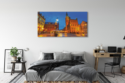 Fototryck canvas Gdansk gamla stan nattkyrka