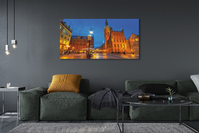 Fototryck canvas Gdansk gamla stan nattkyrka