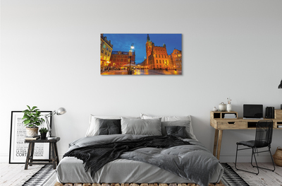 Fototryck canvas Gdansk gamla stan nattkyrka