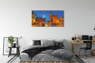 Fototryck canvas Gdansk gamla stan nattkyrka