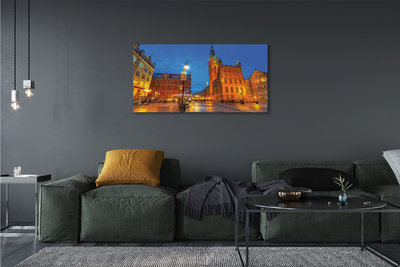 Fototryck canvas Gdansk gamla stan nattkyrka