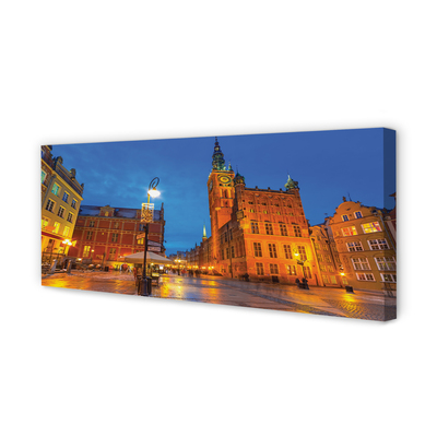 Fototryck canvas Gdansk gamla stan nattkyrka