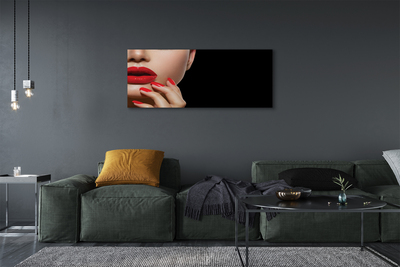 Fototryck canvas Kvinna röda läppar och naglar