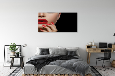 Fototryck canvas Kvinna röda läppar och naglar