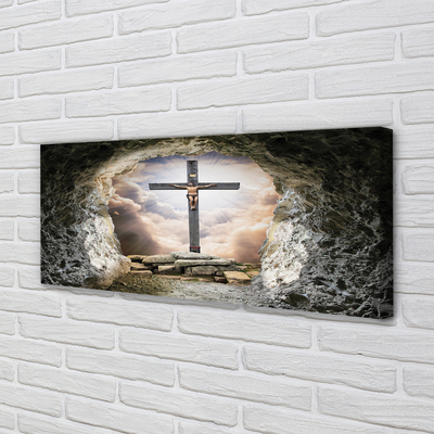 Bild på canvas Grottkorset ljus Jesus