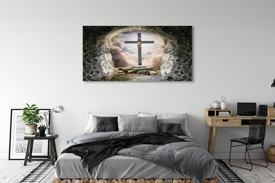 Bild på canvas Grottkorset ljus Jesus