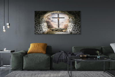 Bild på canvas Grottkorset ljus Jesus