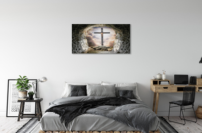 Bild på canvas Grottkorset ljus Jesus