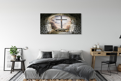 Bild på canvas Grottkorset ljus Jesus