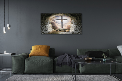 Bild på canvas Grottkorset ljus Jesus