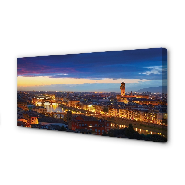 Fototryck canvas Italien Nattpanorama av broar