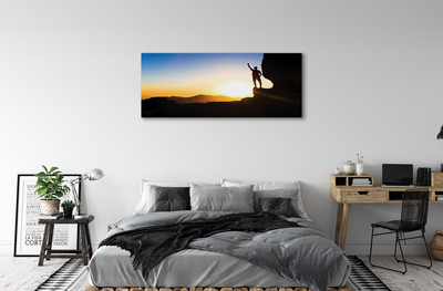 Fototryck canvas Solnedgång berg man