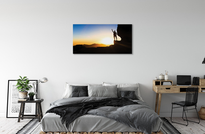 Fototryck canvas Solnedgång berg man