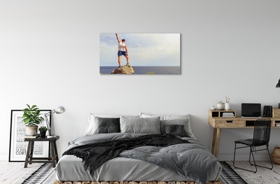 Canvas bild Man havet himmel