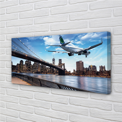 Bild canvas Flygplan stads moln