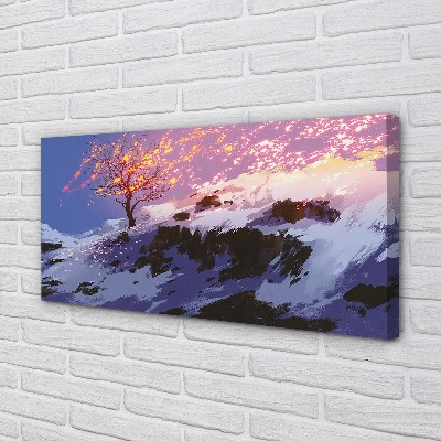 Fototryck canvas Vinter bergsträd