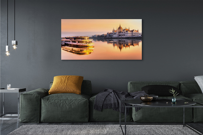 Fototryck canvas Solnedgångsfartyg till havet