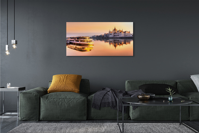 Fototryck canvas Solnedgångsfartyg till havet