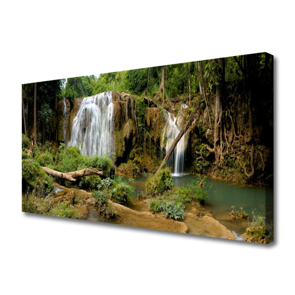 Fototryck canvas Vattenfall River Forest Nature