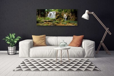 Fototryck canvas Vattenfall River Forest Nature