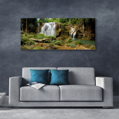 Fototryck canvas Vattenfall River Forest Nature