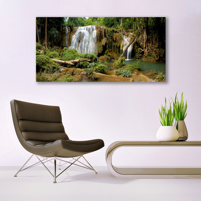 Fototryck canvas Vattenfall River Forest Nature