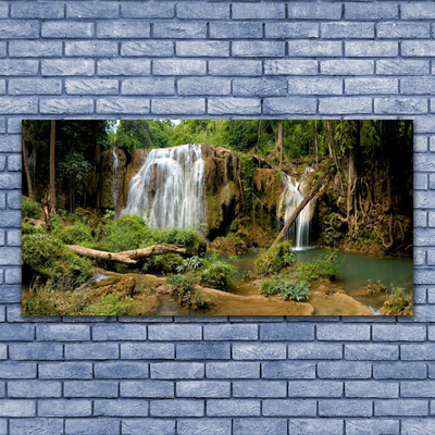 Fototryck canvas Vattenfall River Forest Nature