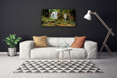 Fototryck canvas Vattenfall River Forest Nature