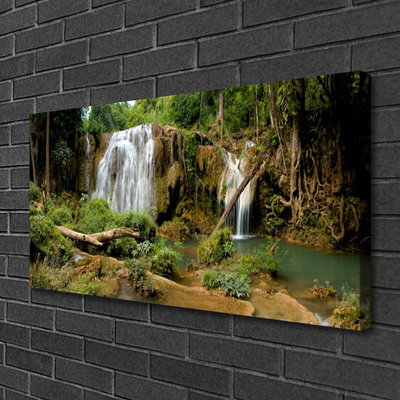 Fototryck canvas Vattenfall River Forest Nature