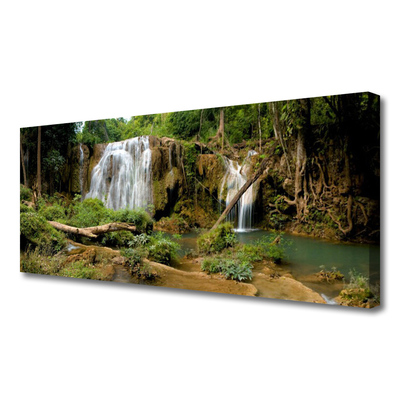 Fototryck canvas Vattenfall River Forest Nature