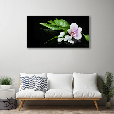 Canvas bild Blomma stenar blad