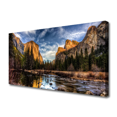 Canvas bild Mountain Forest Lake Nature