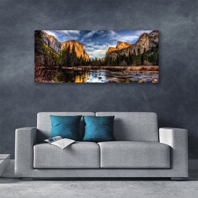 Canvas bild Mountain Forest Lake Nature