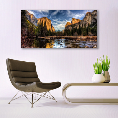 Canvas bild Mountain Forest Lake Nature