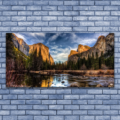 Canvas bild Mountain Forest Lake Nature