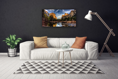 Canvas bild Mountain Forest Lake Nature