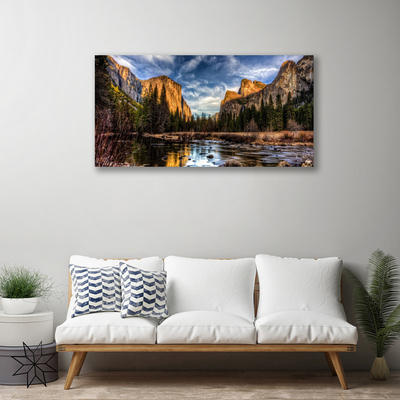 Canvas bild Mountain Forest Lake Nature