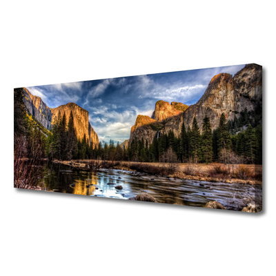 Canvas bild Mountain Forest Lake Nature