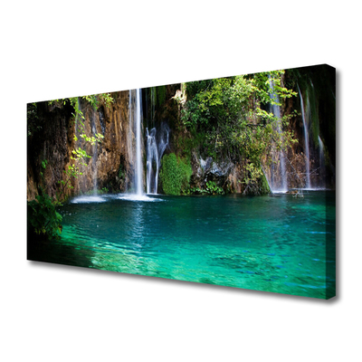 Fototryck canvas Lake Waterfall Nature