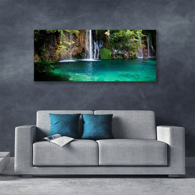 Fototryck canvas Lake Waterfall Nature